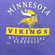 F- Vintage '95 Minnesota Vikings NFL Official Schedule Graphic Made In USA Tee