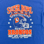 F- Vintage '88 Denver Broncos AFC Champions NFL Graphic Single Stitch Made In USA Tee