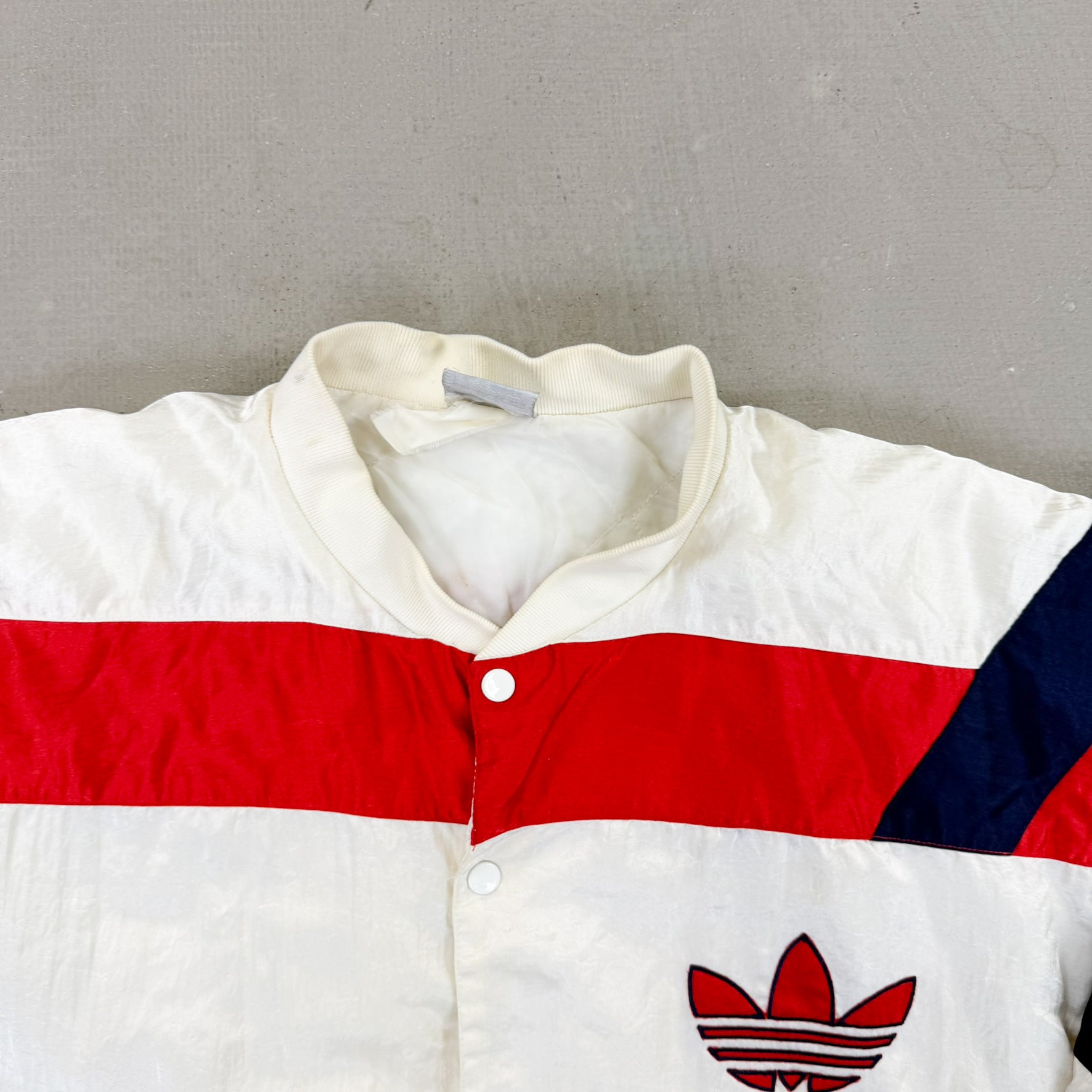 F- Vintage Adidas Button Snap Bomber Jacket