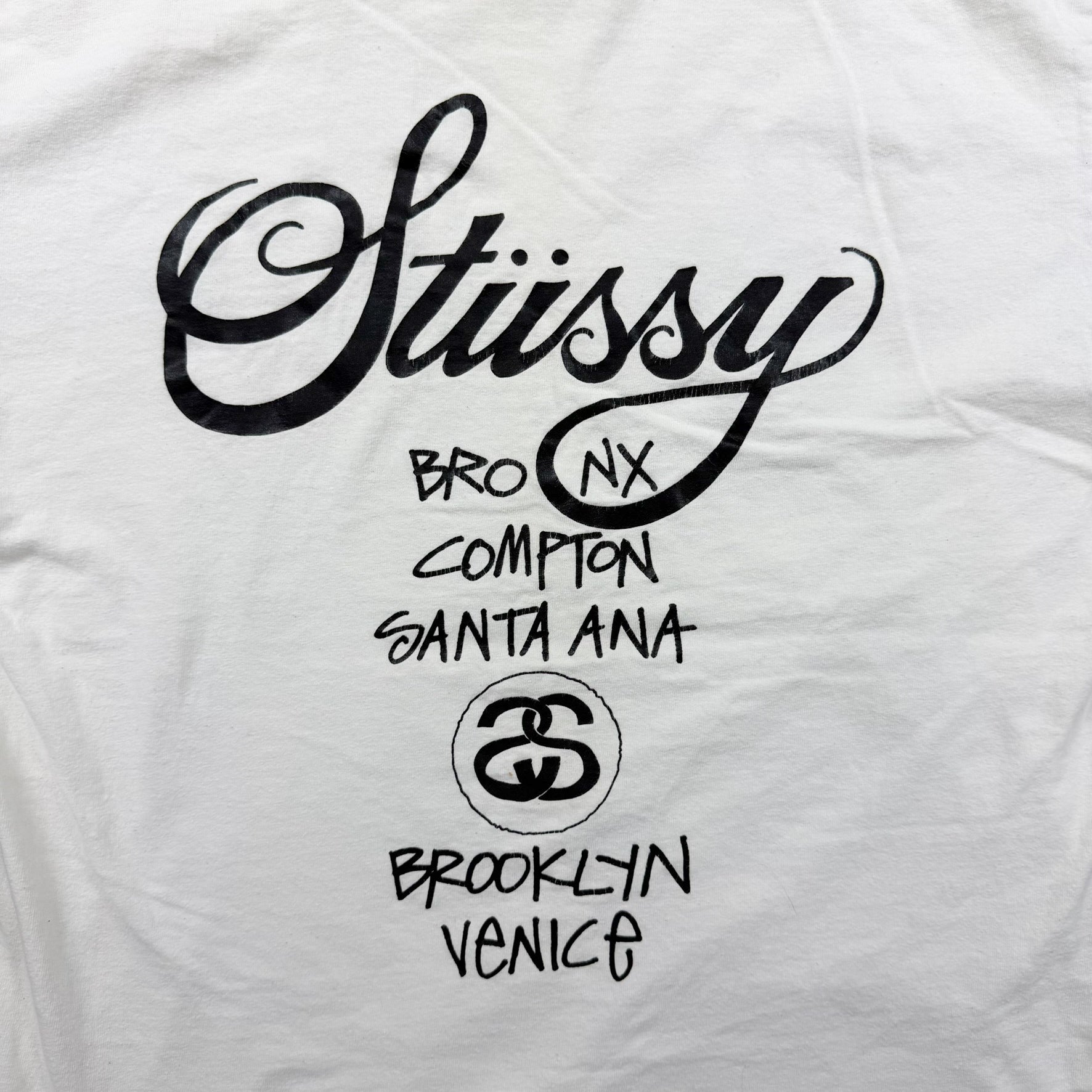 F- Vintage Stussy Logo & City Text Graphic Tee