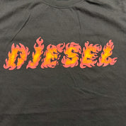 F- Vintage Diesel Text On Fire Graphic Tee
