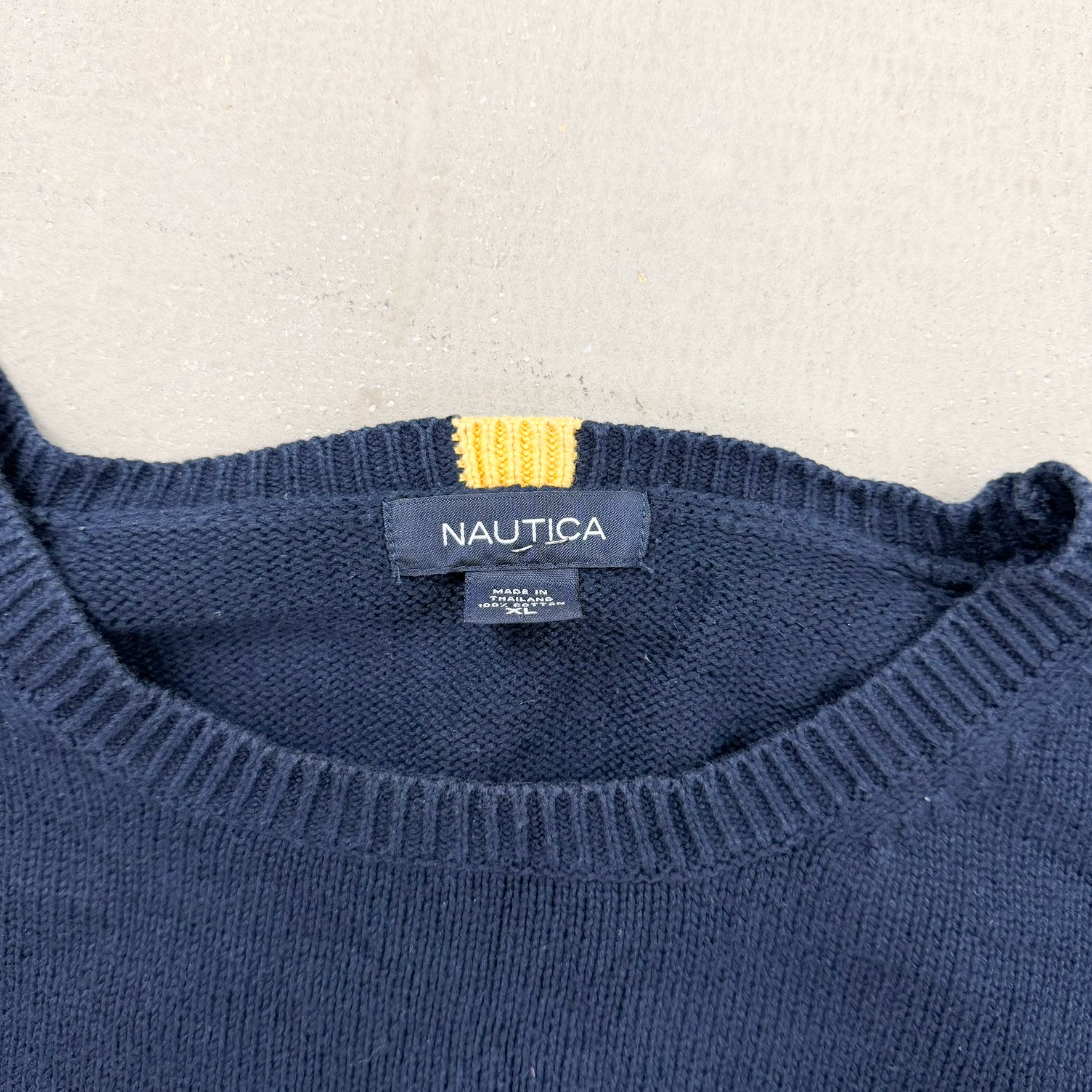 F- Vintage Nautica Embroidered Logo Knit Sweater