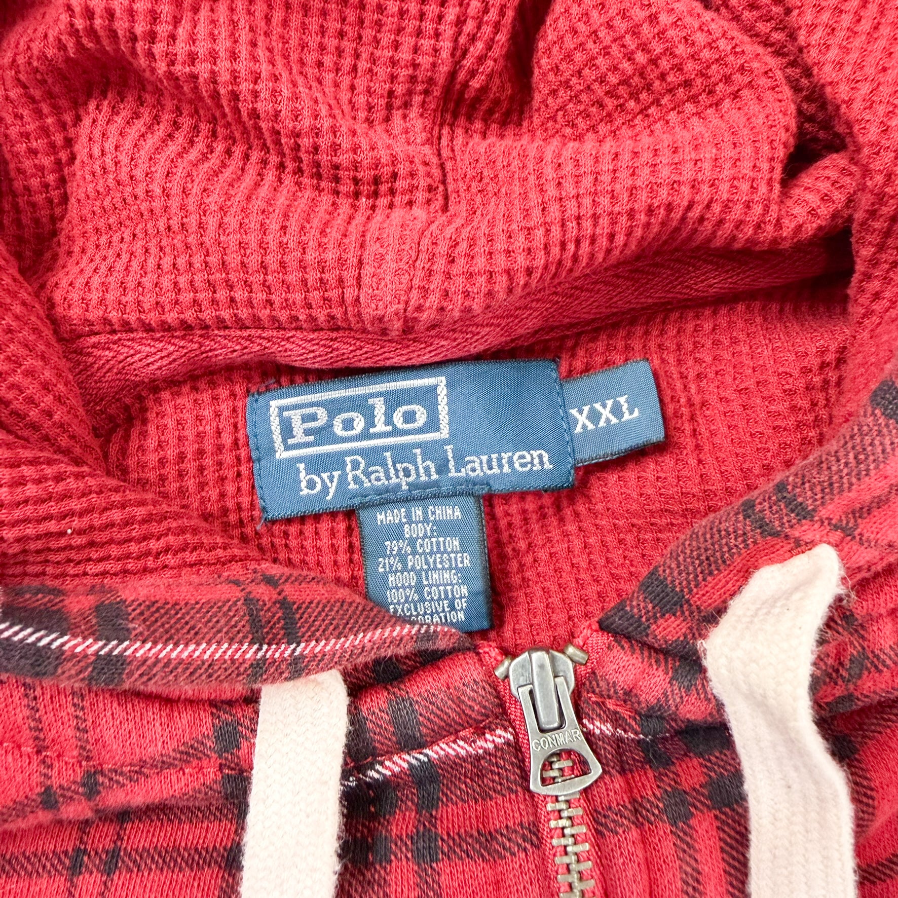 F- Vintage Polo Ralph Lauren Plaid Zip Up Hoodie