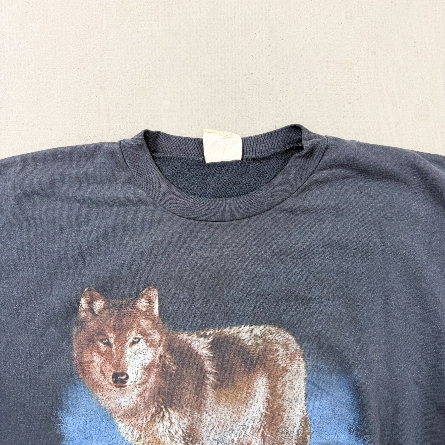 F- Vintage Wolf On Grass Animal Print Crewneck