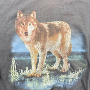 F- Vintage Wolf On Grass Animal Print Crewneck