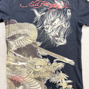 F- Vintage Ed Hardy Oni Mask & Snake Graphic Made In USA Tee