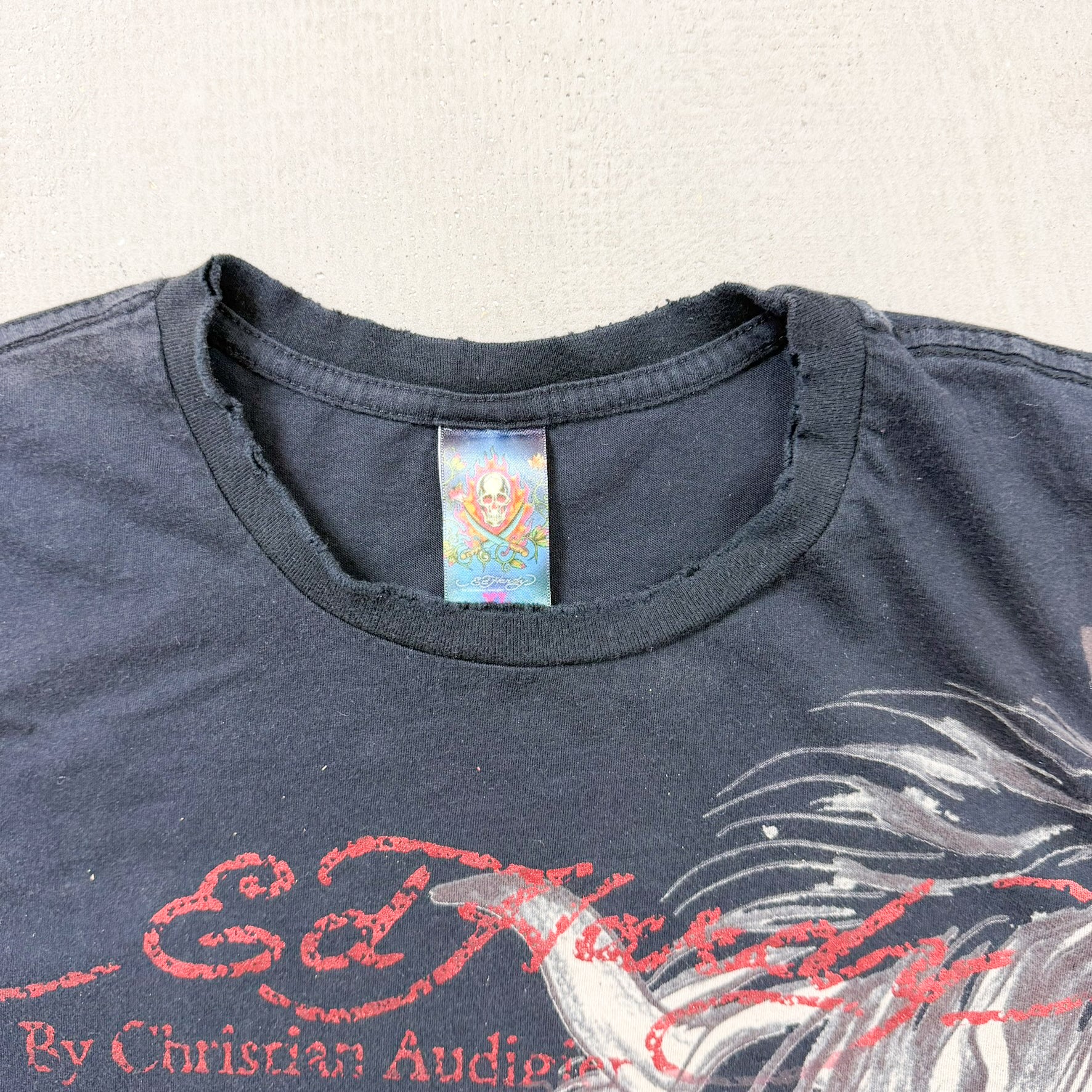 F- Vintage Ed Hardy Oni Mask & Snake Graphic Made In USA Tee