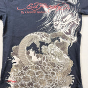 F- Vintage Ed Hardy Oni Mask & Snake Graphic Made In USA Tee