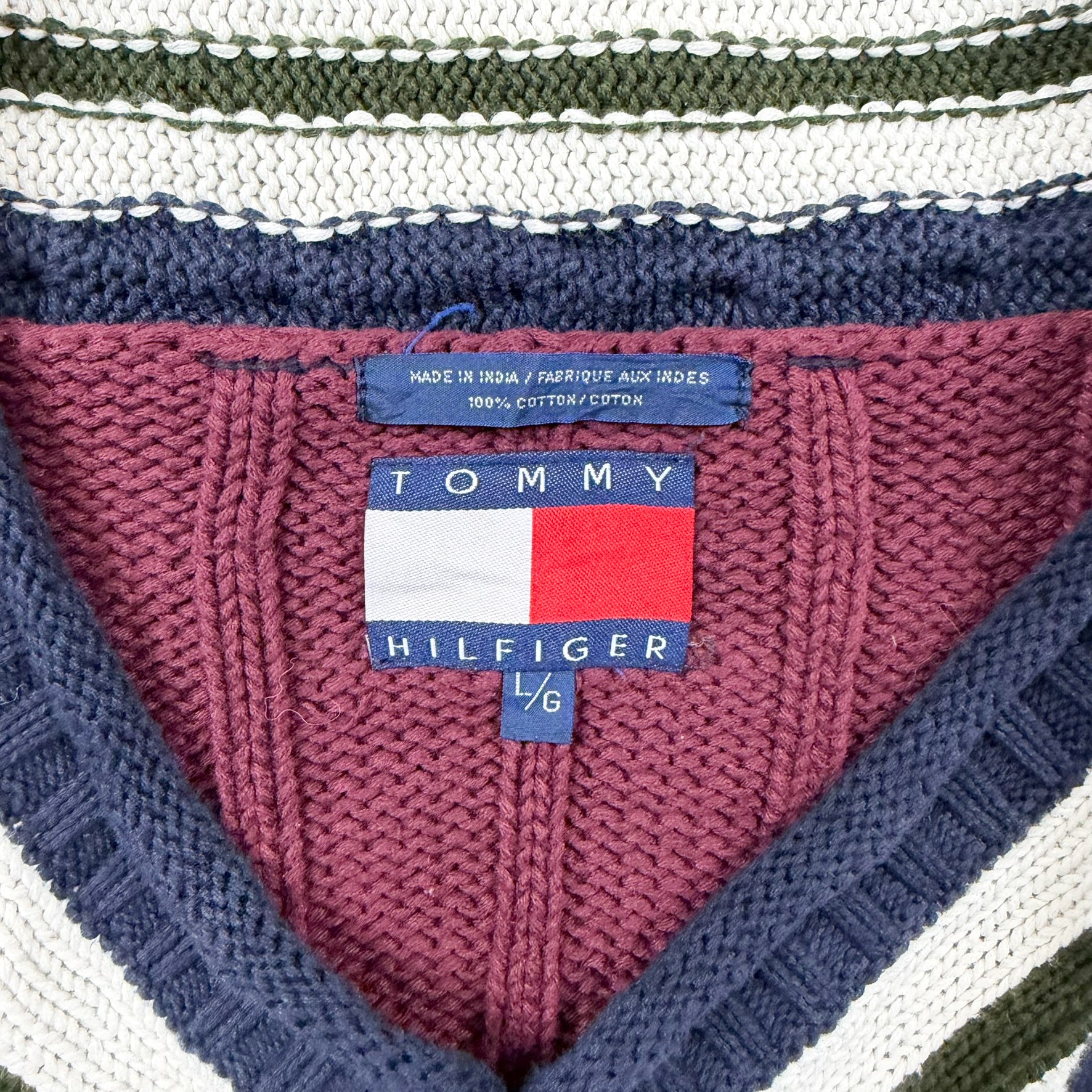 F- Vintage Tommy Hilfiger V-neck Style Knit Sweater