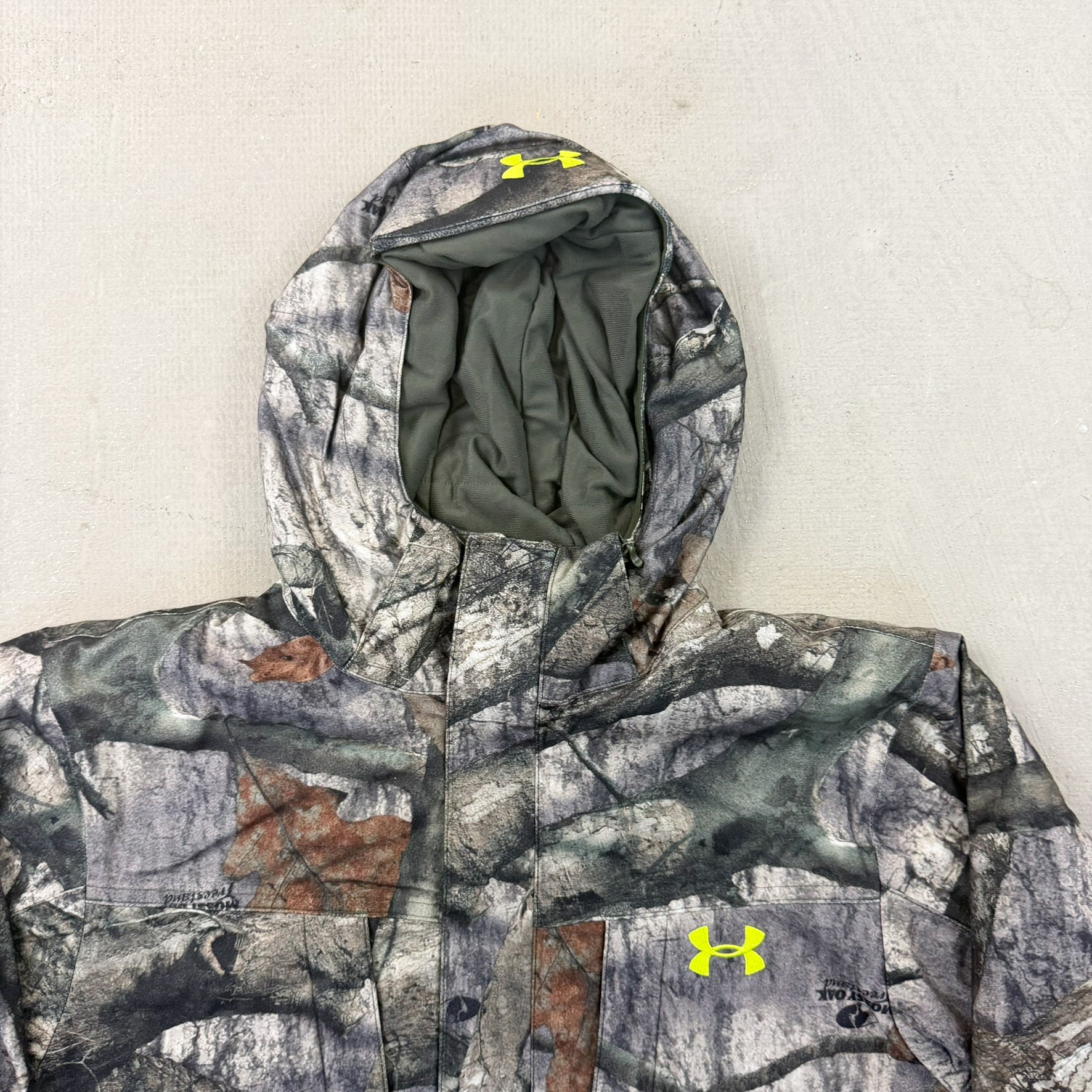 F- Under Armor Mossy Oak Treestand Camo Zip Up Winter Jacket
