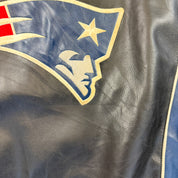 F- Vintage New England Patriots NFL Zip Up Leather Jacket