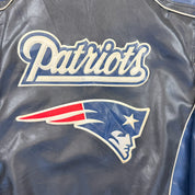 F- Vintage New England Patriots NFL Zip Up Leather Jacket