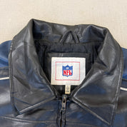 F- Vintage New England Patriots NFL Zip Up Leather Jacket