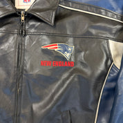 F- Vintage New England Patriots NFL Zip Up Leather Jacket