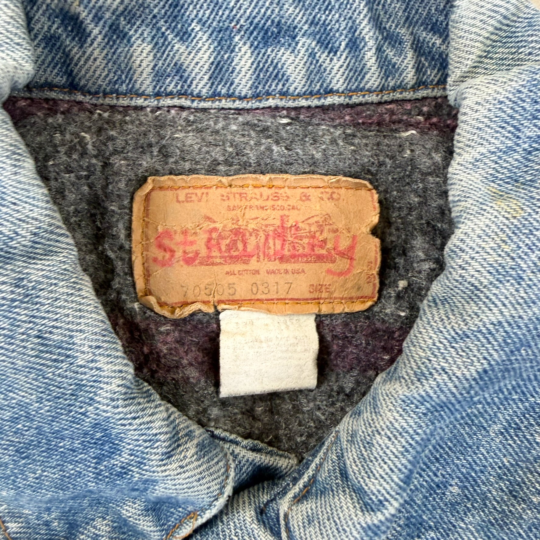 F- Vintage 80s Levi's Blanket Lined Made In USA Denim Jacket