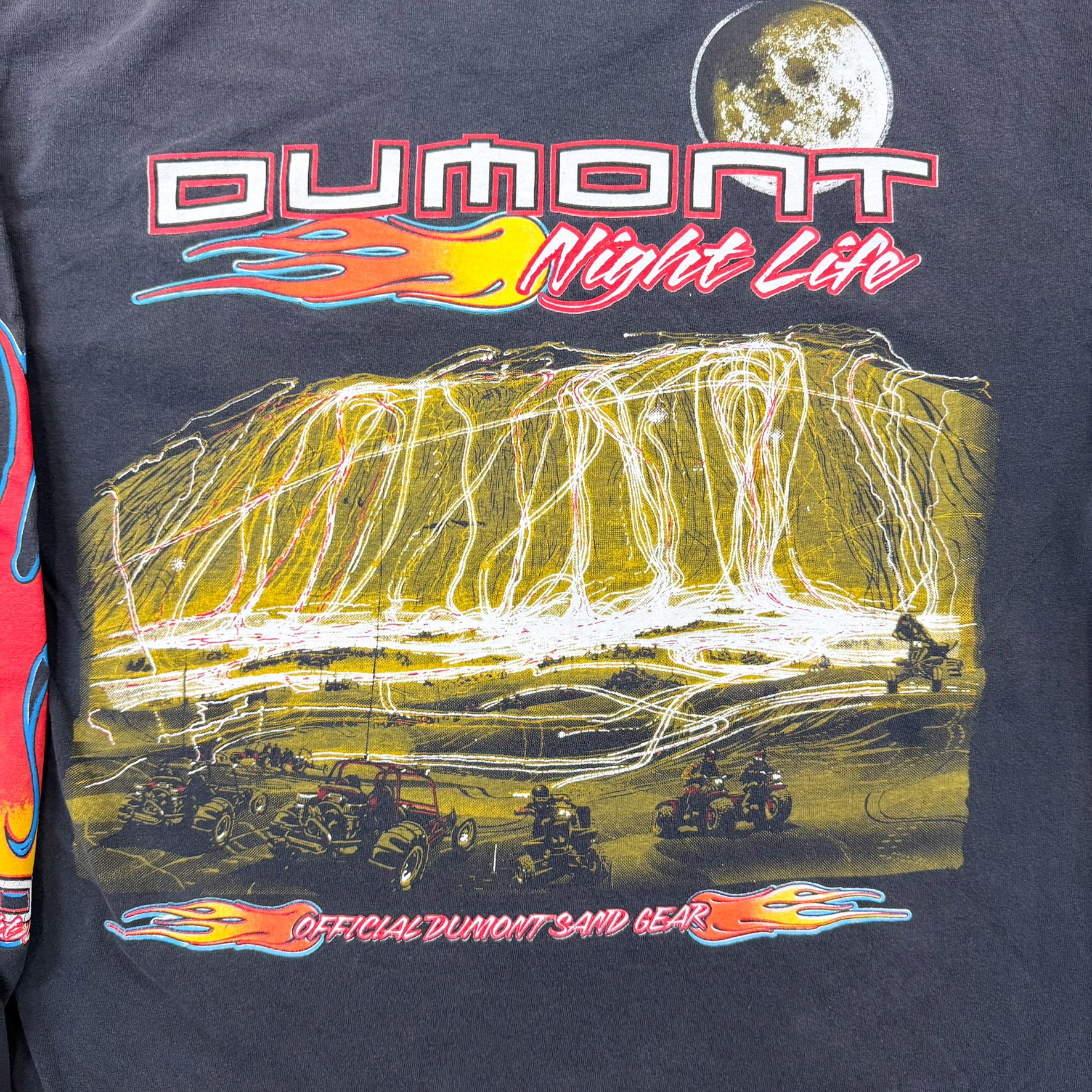 F- Vintage Dumont Night Life Flames Graphic Long Sleeve Tee