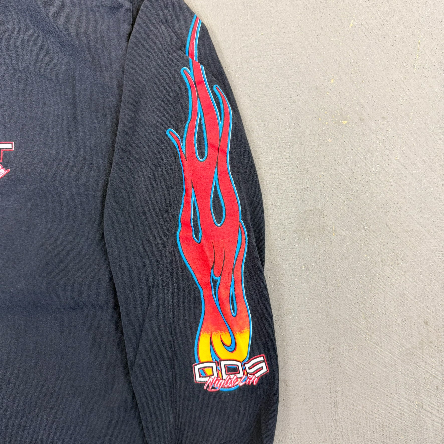 F- Vintage Dumont Night Life Flames Graphic Long Sleeve Tee