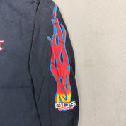 F- Vintage Dumont Night Life Flames Graphic Long Sleeve Tee