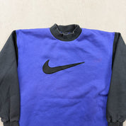 F- Vintage 90s Nike Embroidered Swoosh Purple Crewneck