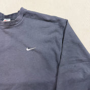 F- Vintage 90s Nike Embroidered Swoosh Black Made In USA Crewneck