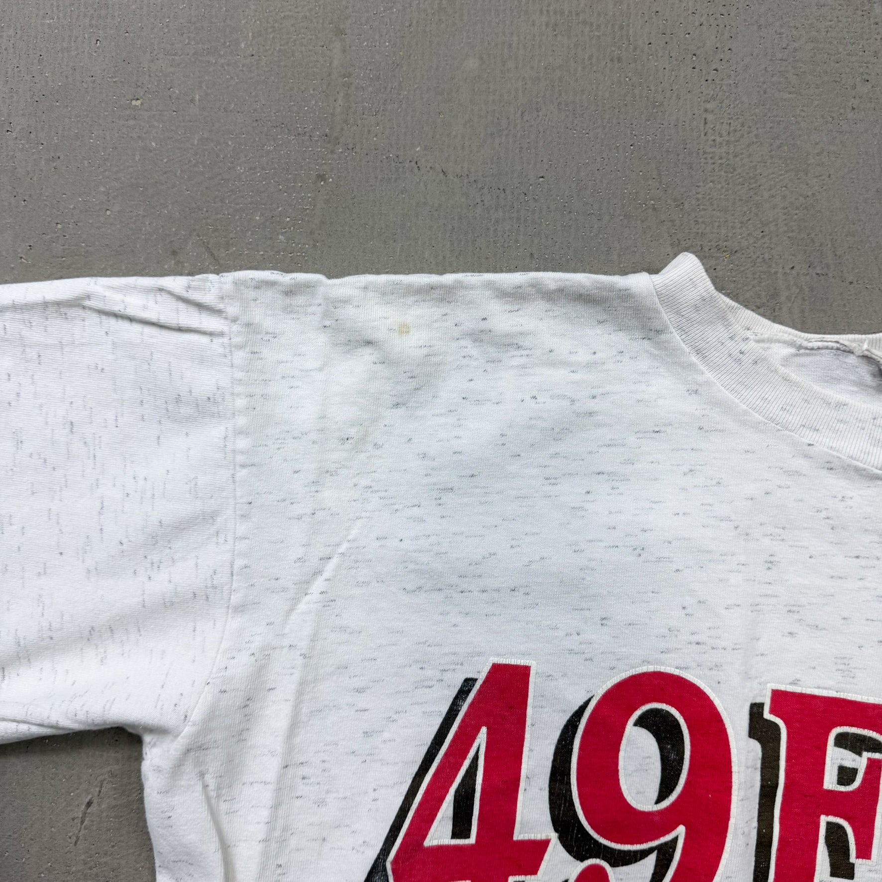 F- Vintage '92 San Francisco 49ers NFL Text & Logo Single Stitch Tee