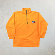 F- Tommy Hilfiger Embroidered Logo Polar Fleece Quarter Zip Crewneck