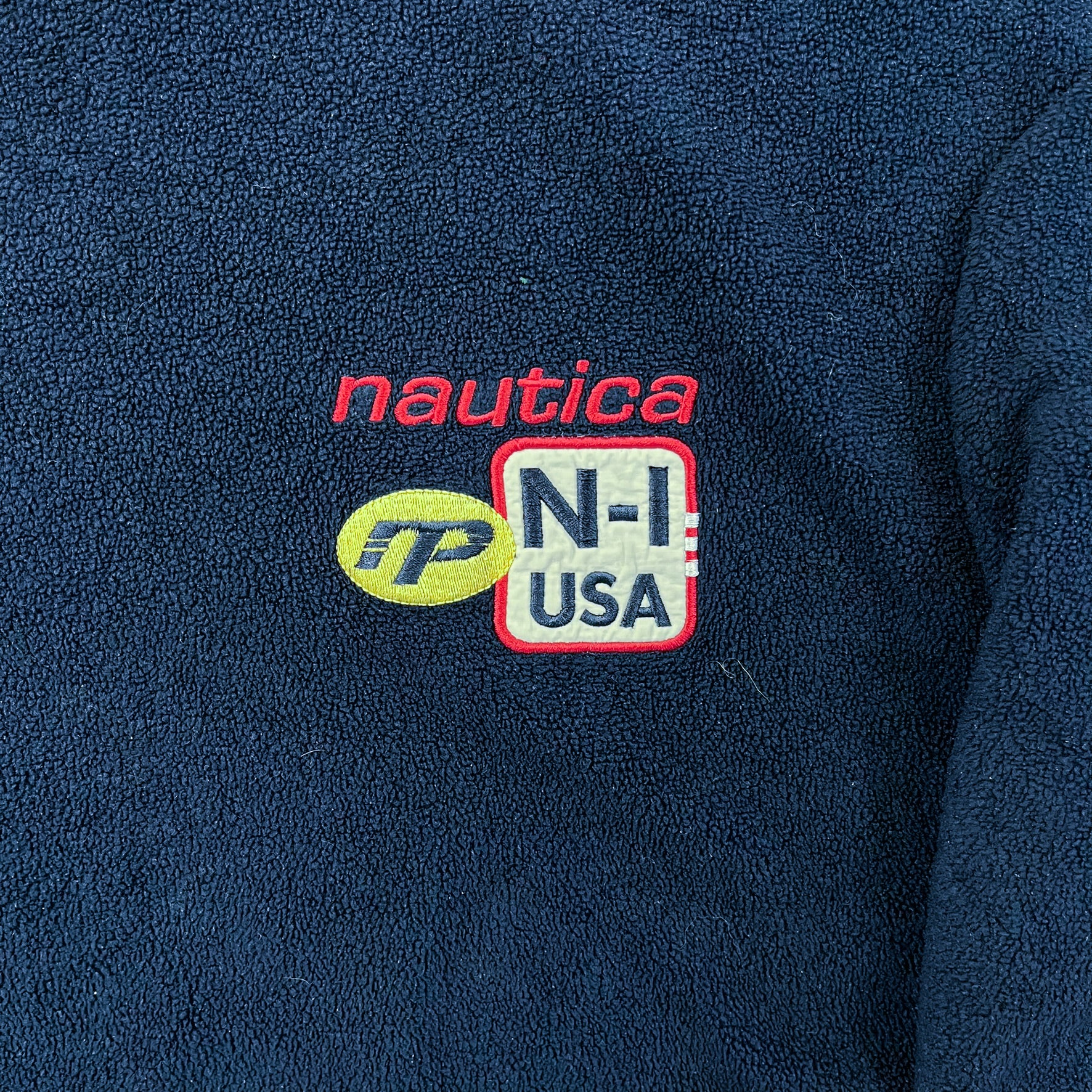 F- Nautica Embroidered Text & Logo Polar Fleece Crewneck