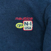 F- Nautica Embroidered Text & Logo Polar Fleece Crewneck