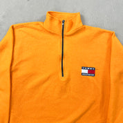 F- Tommy Hilfiger Embroidered Logo Polar Fleece Quarter Zip Crewneck