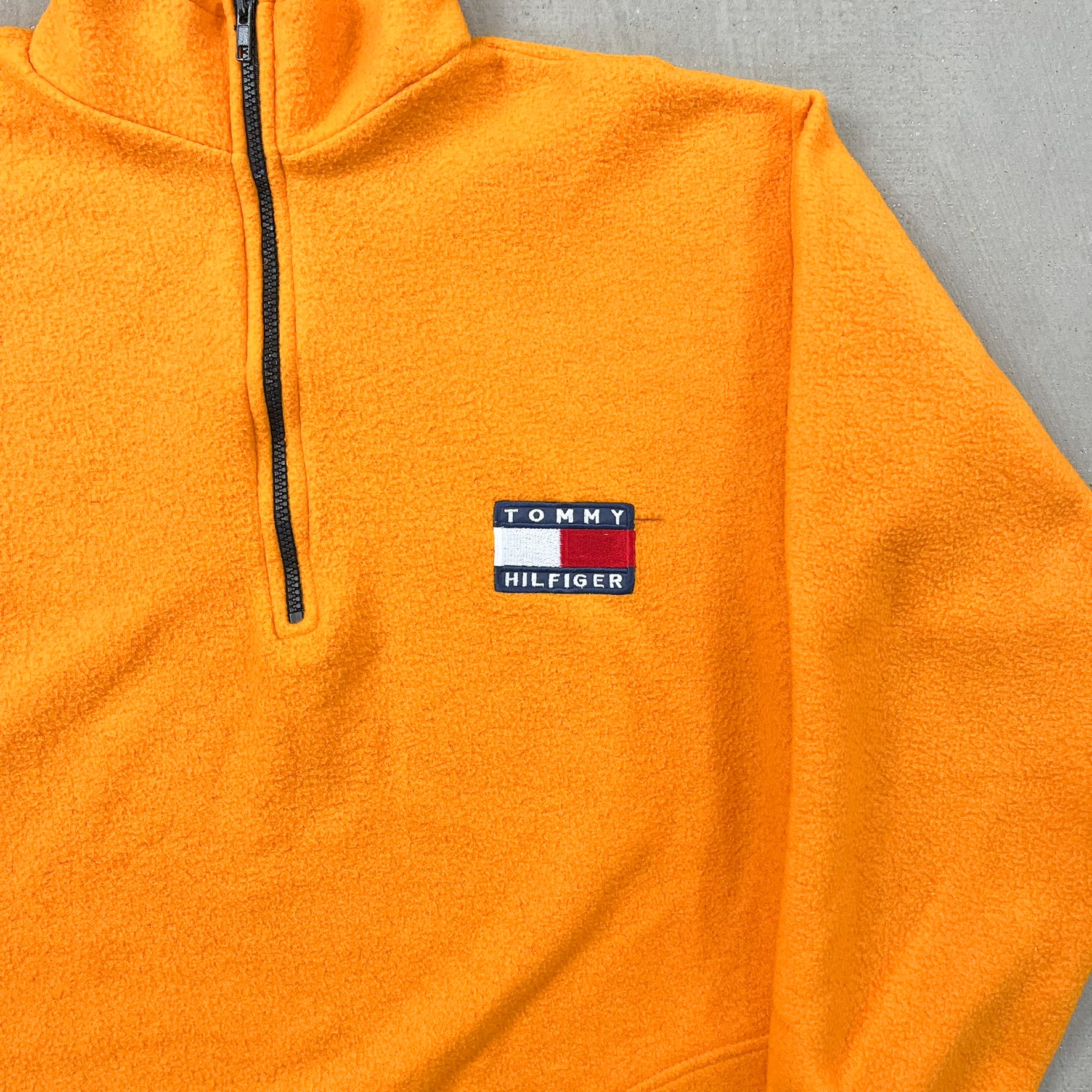 F- Tommy Hilfiger Embroidered Logo Polar Fleece Quarter Zip Crewneck