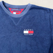 F- Tommy Hilfiger 90's Embroidered Logo Polar Light Blue Cuffs Fleece Crewneck