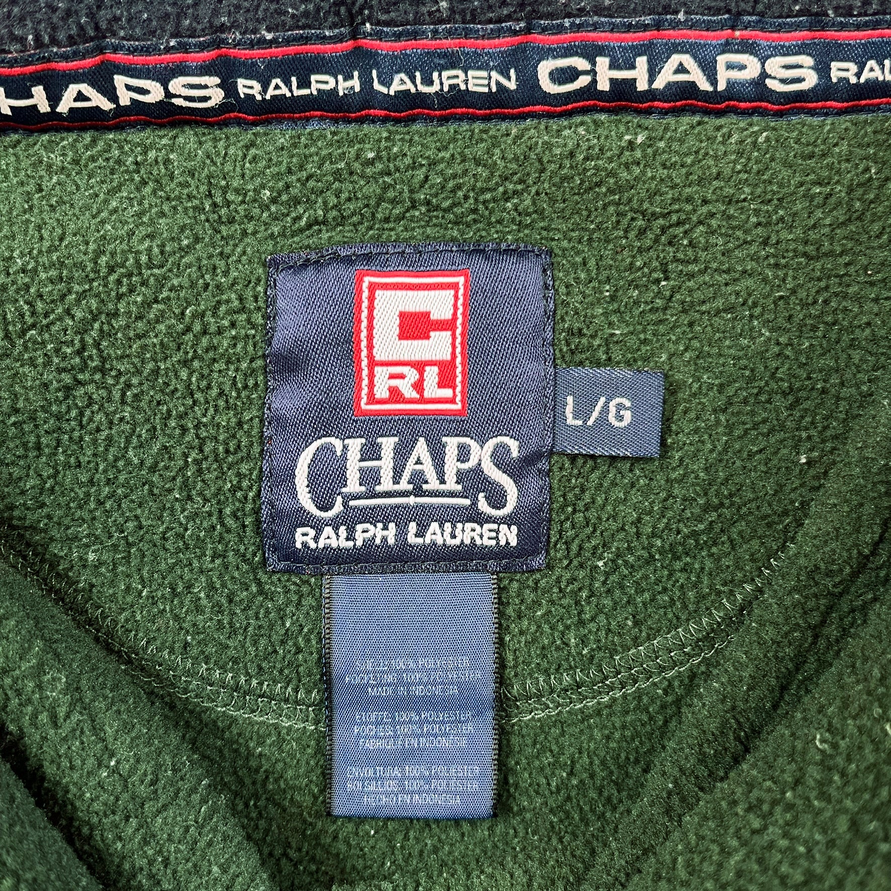 F- Chaps Ralph Lauren Embroidered Text Quarter Zip Polar Fleece