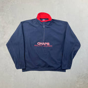 F- Ralph Lauren Chaps Embroidered Text Polar Fleece Quarter Zip Crewneck