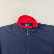 F- Ralph Lauren Chaps Embroidered Text Polar Fleece Quarter Zip Crewneck