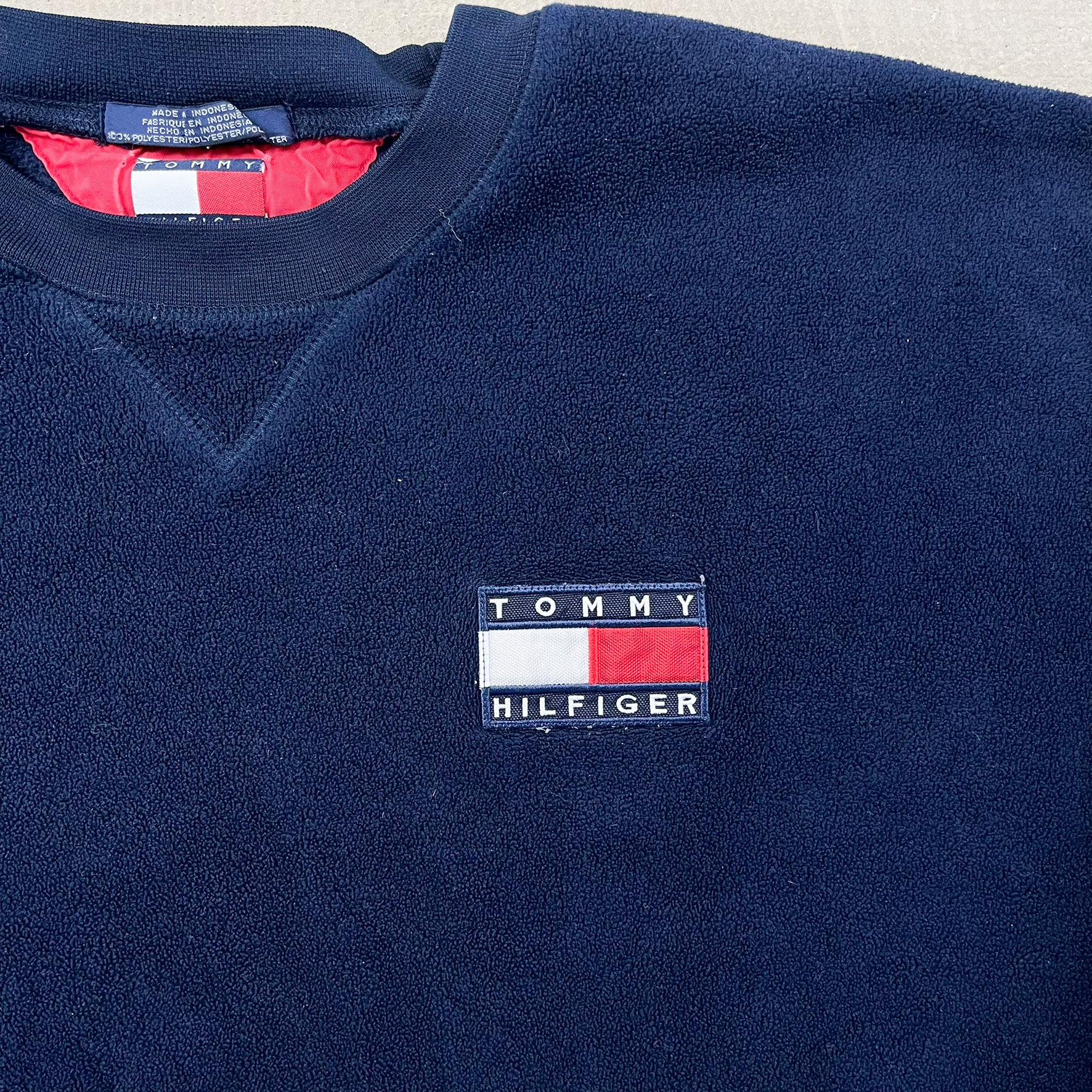 F- Tommy Hilfiger Embroidered Logo Polar Fleece Crewneck