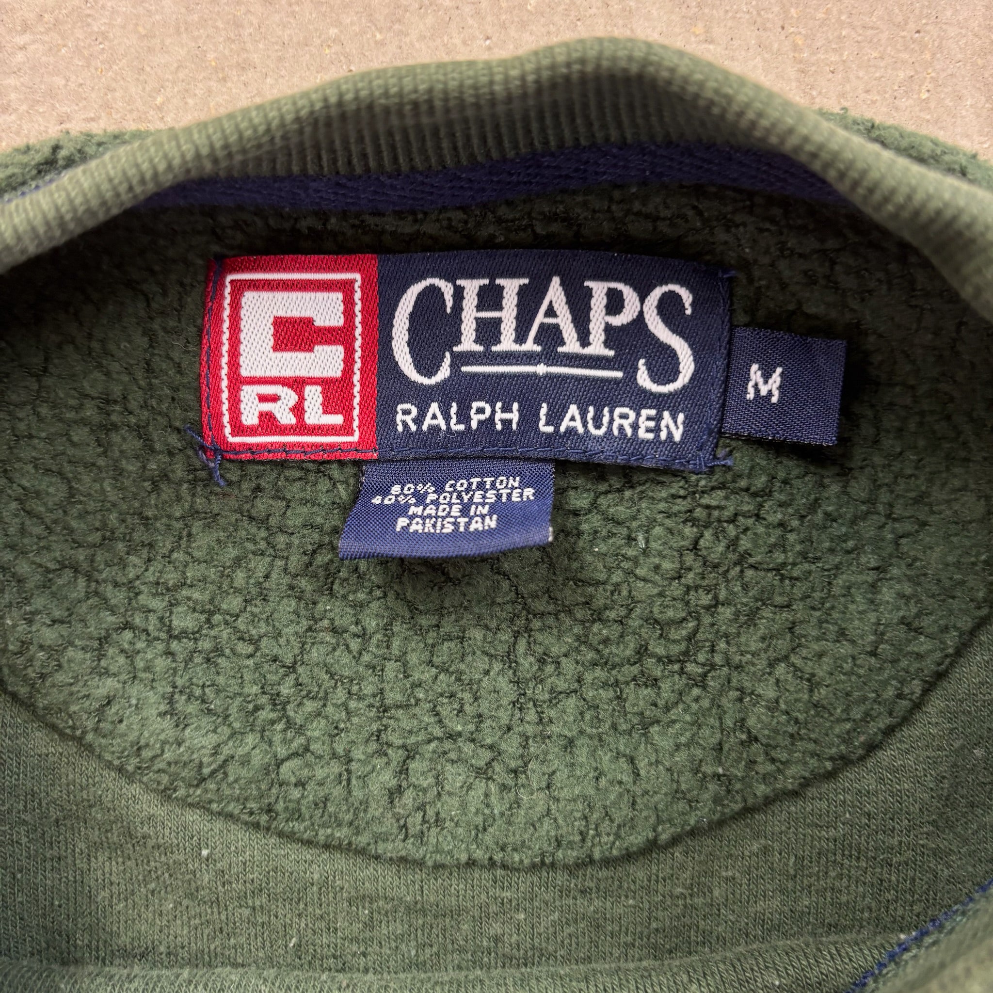 F- Chaps Ralph Lauren Embroidered Text Pullover Polar Fleece