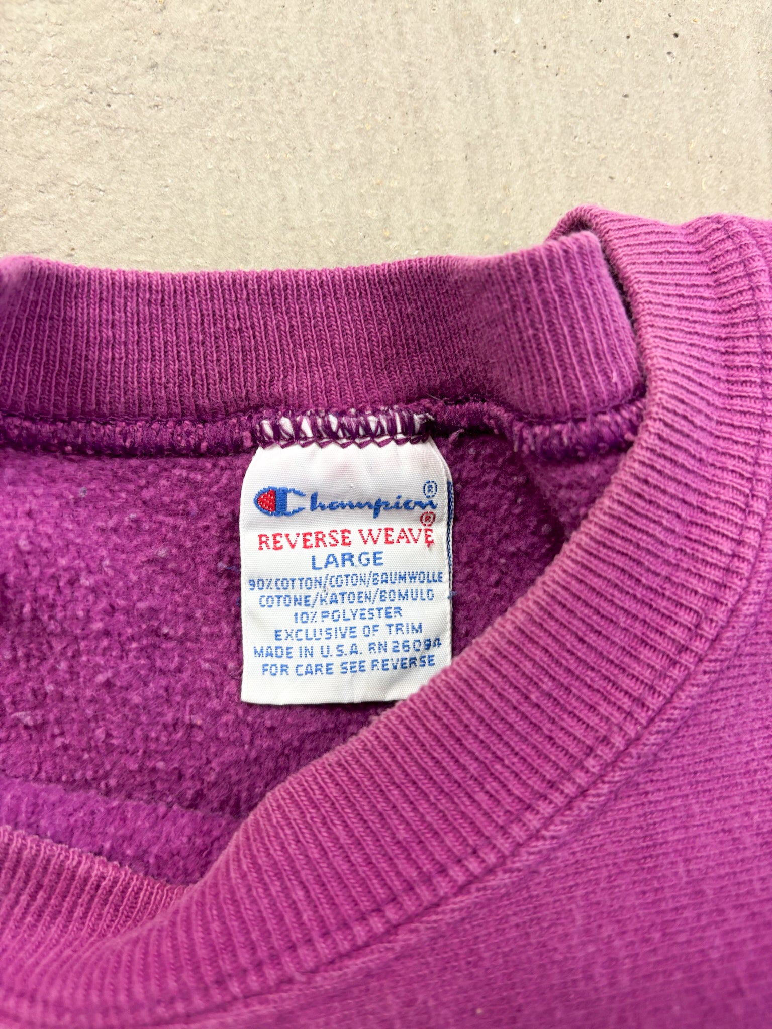 F- Vintage Champion Made in USA Reverse Weave Purple Crewneck