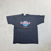 F- Vintage Hard Rock Cafe Nashville Earth Logo Graphic Made In USA Tee