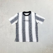 F- Vintage Guess Los Angeles Embroidered Text Stripped Tee