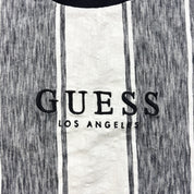 F- Vintage Guess Los Angeles Embroidered Text Stripped Tee