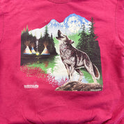 F- Vintage Wolf Howling & River Graphic Crewneck