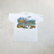 F- Vintage White Mountains Moose Graphic Made In USA Single Stitch Tee