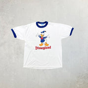 F- Vintage Disneyland Donald Duck Graphic & Text Made In USA Ringer Tee