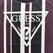 F- Guess USA Triangle text & Logo Stripped Tee