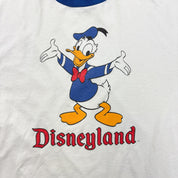 F- Vintage Disneyland Donald Duck Graphic & Text Made In USA Ringer Tee