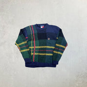 F- Vintage Tommy Hilfiger Plaid Pattern Wool Knit Sweater