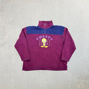 F- Vintage Looney Tunes Tweedy Bird Embroidered Quarter Zip Polar Fleece