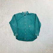 F- Vintage Tommy Hilfiger 90's Embroidered Crest Dark Green Button Down Shirt