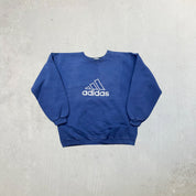 F- Vintage Adidas Embroidered Center Chest Text & Logo Crewneck