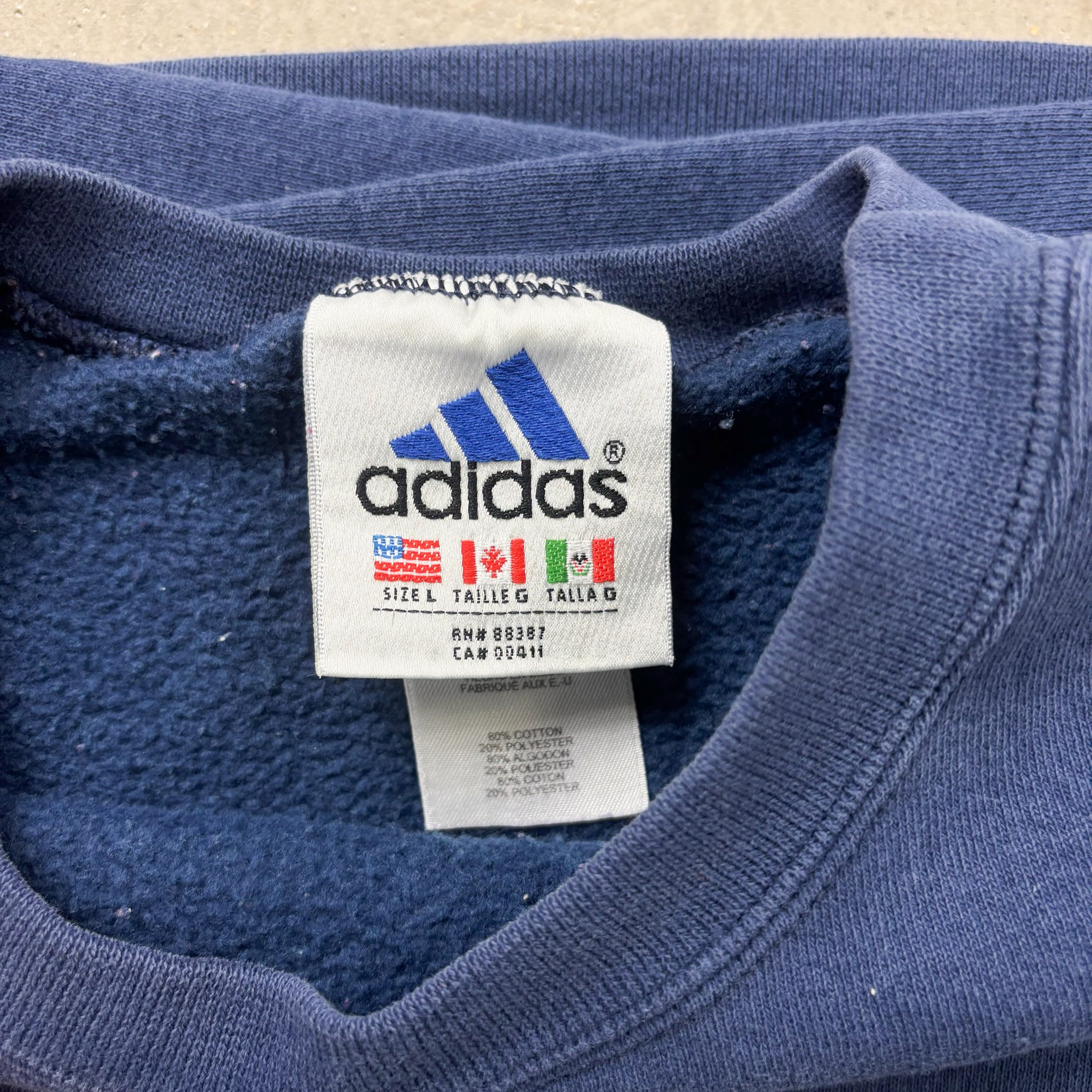 F- Vintage Adidas Embroidered Center Chest Text & Logo Crewneck